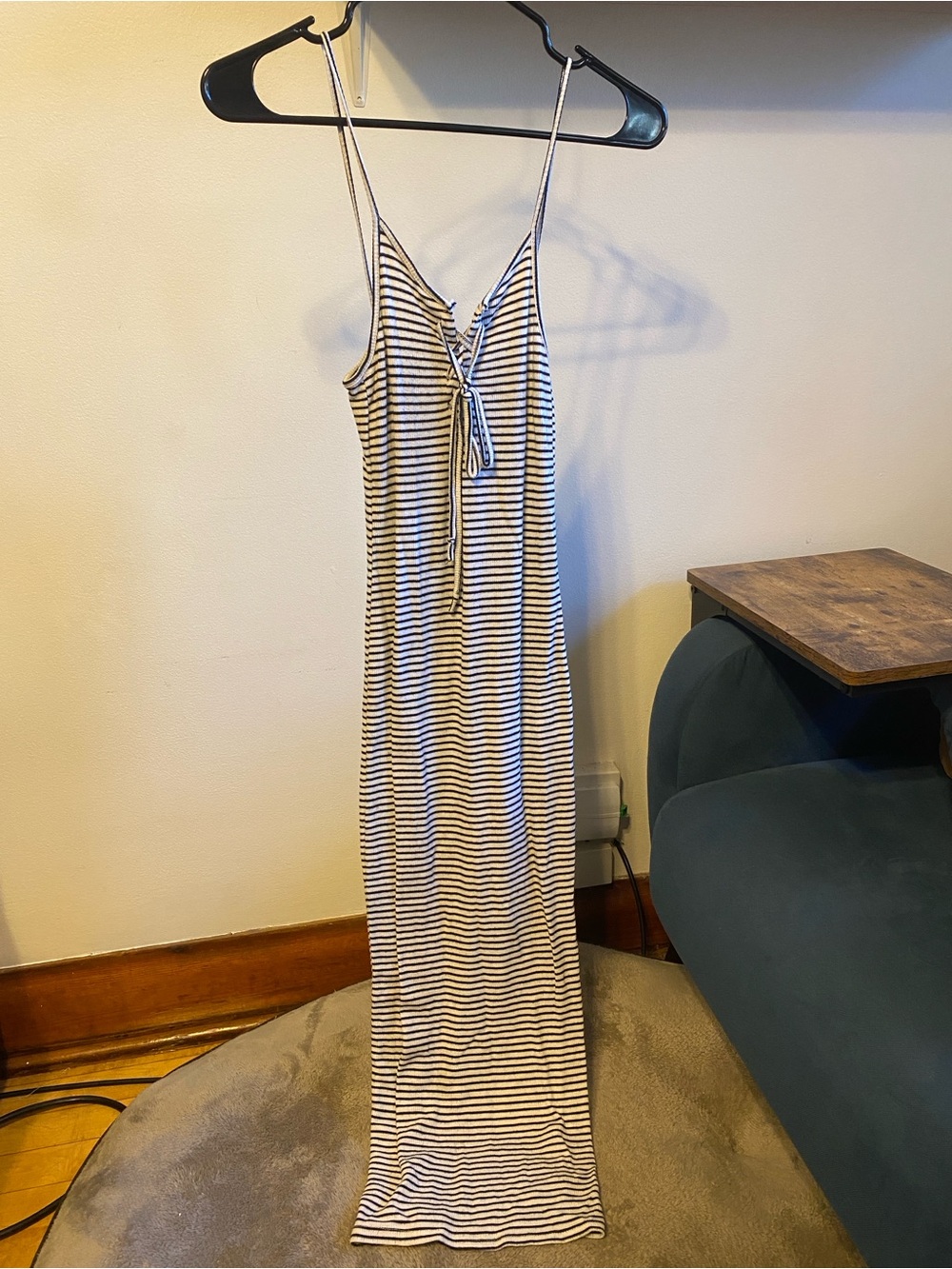 Black and White Striped Ribbed Dress